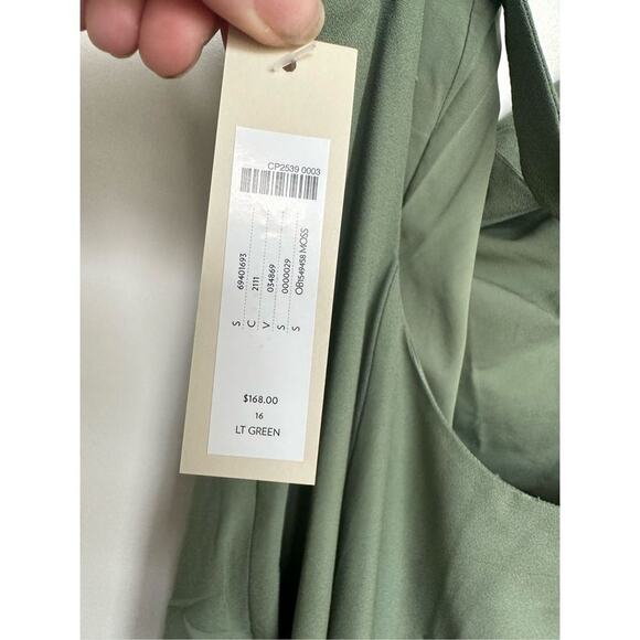 NWT Anthropologie BHLDN Miranda Crepe Midi Dress in Moss Green, Size 16 - Picture 8 of 9
